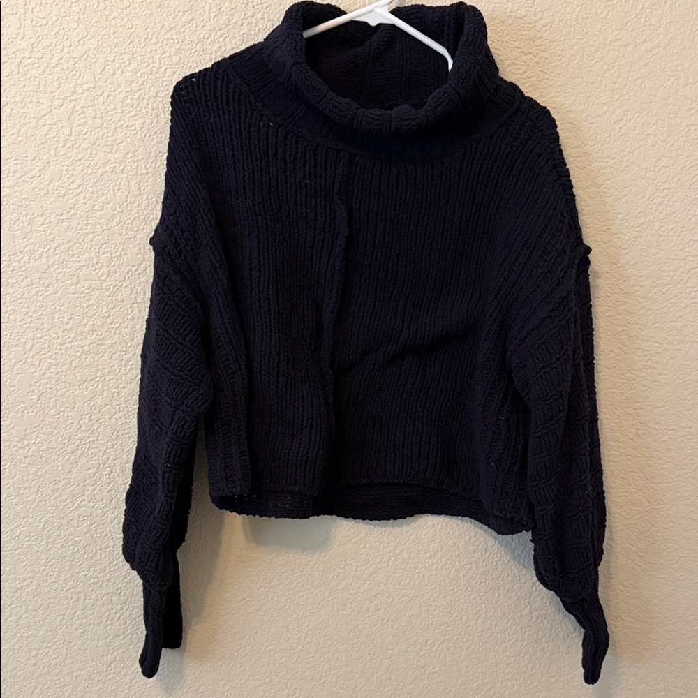 Free People Black Cowl Neck Sweater